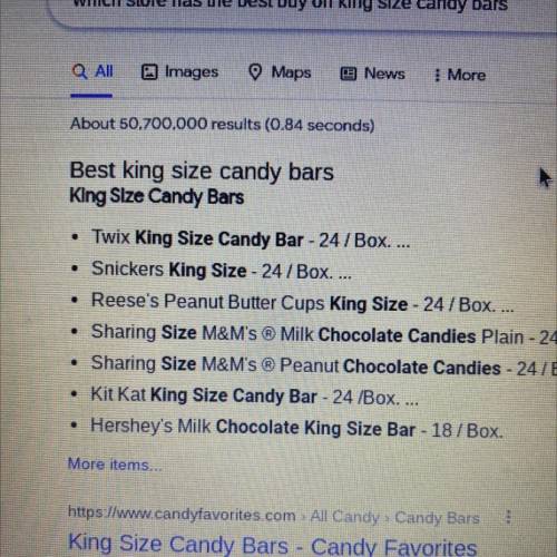 Which store has the best buy on king-size candy bars?​