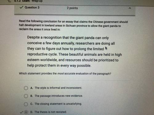Read the following conclusion for an essay that claims the Chinese

government should halt developme