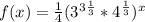 f(x) = \frac{1}{4}(3^3^\frac{1}{3} * 4^\frac{1}{3})^x