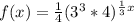 f(x) = \frac{1}{4}(3^3 * 4)^\frac{1}{3}^x