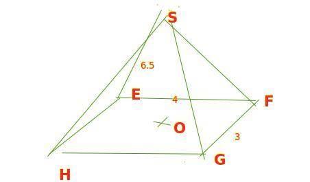 La figure ci-dessus représente une pyramide du sommet S.

Sa base le rectangle EFGH et sa hauteur SO