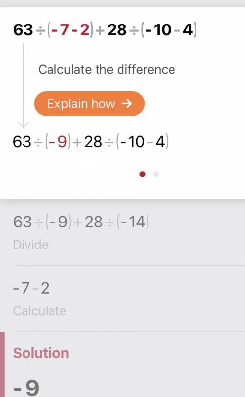 63:(-7-2)+28:(-10-4)=
separar en termino
20:(-4)-4+(-18:6-7):2=
separar en termino