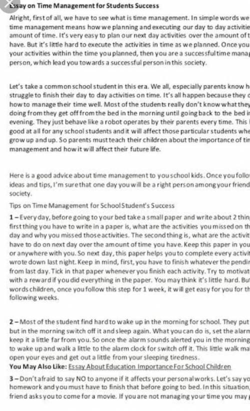 2 pages essay on time management​