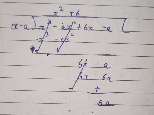 Find the remainder when x³ - ax² + 6x - a is divided by x - a​