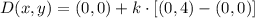 D(x,y) = (0,0) + k\cdot [(0,4)- (0,0)]
