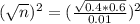 (\sqrt{n})^2 = (\frac{\sqrt{0.4*0.6}}{0.01})^2