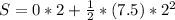 S = 0*2 + \frac {1}{2}*(7.5)*2^{2}