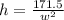 h = \frac{171.5}{w^2}