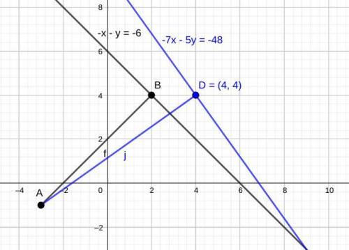 Select the correct answer.

AB and BC form a right angle at point B. If A = (-3,-1) and B = (2, 4),