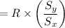 $=R \times \left(\frac{S_y}{S_x}\right)$