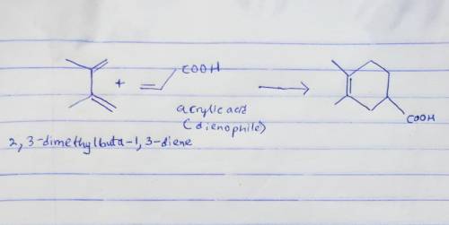 Draw the product formed when diene and dienophile react in a Diels–Alder reaction.