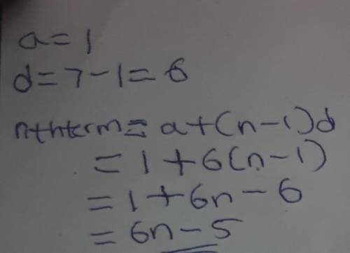 Whats the nth term in this sequence 
1 , 7, 13, 19