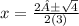 x=\frac{2±\sqrt{4 } }{2(3)}