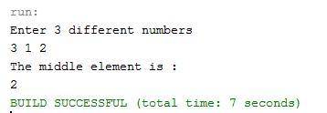 Write a program that displays the middle value of three unduplicated input values. Hint: Review the