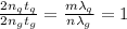 \frac{2n_{q}t_{q}}{2n_{g}t_{g}} = \frac{m \lambda_{q}}{n \lambda_{g}} = 1