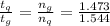 \frac{t_{q}}{t_{g}} = \frac{n_{g}}{n_{q}} = \frac{1.473}{1.544}