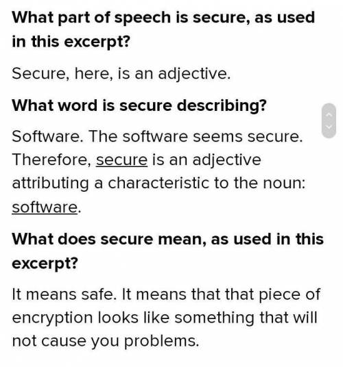 What part of speech is secure as used in this excerpt