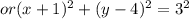 or (x+1)^{2} + (y-4)^{2}  =3^{2}