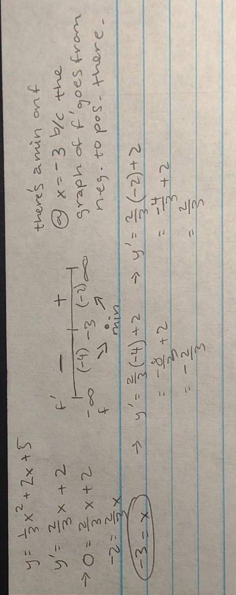 What is the minimum of y=1/3 x^2 + 2x + 5
