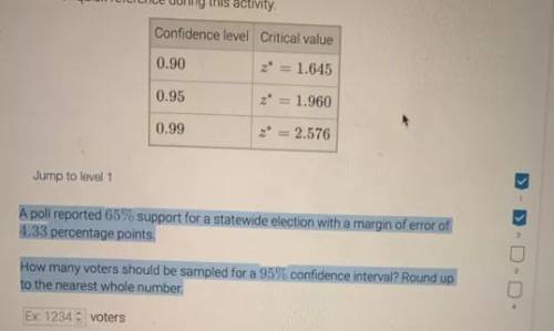 How many voters should be sampled for a 95% confidence interval? Round up to the nearest whole numbe