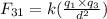 F_{31} = k(\frac{q_{1} \times q_{3}}{d^{2}})