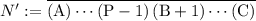 N^{\prime} :=\overline{(\text{A})\cdots (\text{P}-1) \, (\text{B} + 1) \cdots (\text{C})}