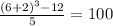 \frac{(6+2)^3-12}{5}=100\\\\