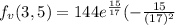 f_v(3,5)=144e^{\frac{15}{17}}(-\frac{15}{(17)^2}