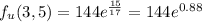 f_u(3,5)=144e^{\frac{15}{17}}=144e^{0.88}
