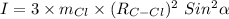 I=3\times m_{Cl}\times (R_{C-Cl})^2 \ Sin^2 \alpha