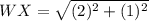 WX = \sqrt{(2)^2 + (1)^2}