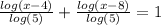 \frac{log(x-4)}{log(5)}+\frac{log(x-8)}{log(5)}=1