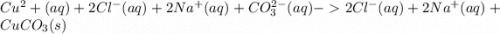 Cu^2+(aq)+2Cl^-(aq)+2Na^+(aq)+CO_3^2^-(aq)-2Cl^-(aq)+2Na^+(aq)+CuCO_3(s)\\