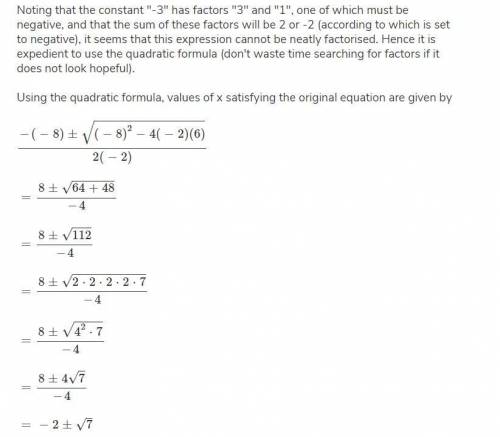 What is the x- intercept y =2x^2-8x+6?
