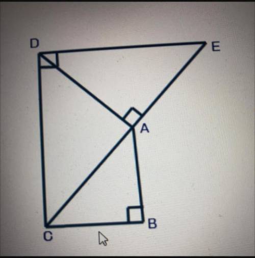 Which triangle is similar to triangle EAD using the Pieces of Right Triangles Similarity Theorem? Tr