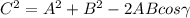 C^{2}=A^{2}+B^{2}-2ABcos \gamma