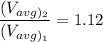 $\frac{(V_{avg)_2}}{(V_{avg)_1}} =1.12$
