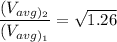 $\frac{(V_{avg)_2}}{(V_{avg)_1}} =\sqrt{1.26}$