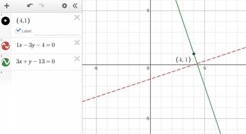 Find the equation of the line passing through (4,1) and perpendicular to the line whose equation is