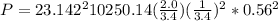 P= 2 3.142^2 1025 0.14(\frac{2.0}{3.4})(\frac{1}{3.4})^2*0.56^2