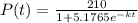 P(t) = \frac{210}{1 + 5.1765e^{-kt}}