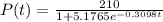 P(t) = \frac{210}{1 + 5.1765e^{-0.3098t}}