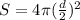 S=4\pi(\frac{d}{2})^2