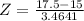 Z = \frac{17.5 - 15}{3.4641}