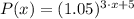 P(x) = (1.05)^{3\cdot x + 5}