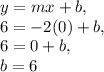 y=mx+b,\\6=-2(0)+b,\\6=0+b,\\b=6