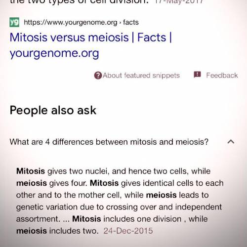 How are meiosis and mitosis different?

A. Only meiosis results in a reduction in chromosome number.