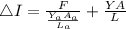 \triangle I=\frac{F}{\frac{Y_aA_a}{L_a}}+\frac{YA}{L}