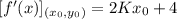 [f'(x)]_{(x_0,y_0)}=2Kx_0+4