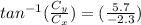 tan^{-1}(\frac{C_y}{C_x})=(\frac{5.7}{-2.3})